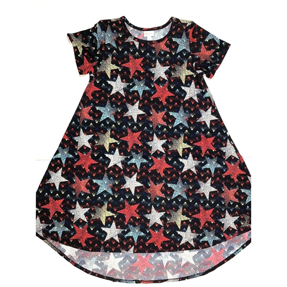 LuLaRoe Dress Womens size Medium  Short Sleeve Stretch Stars Knee Leight Flare